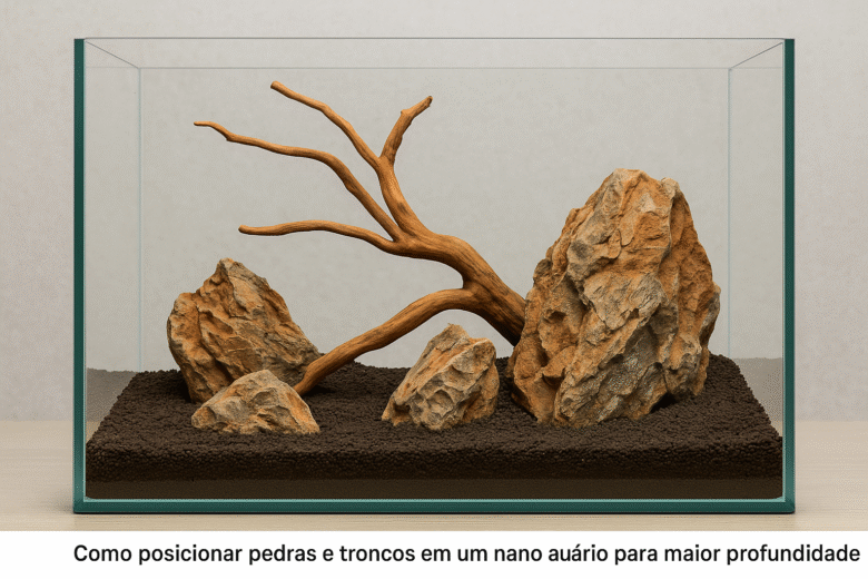 Como posicionar pedras e troncos em um nano aquário